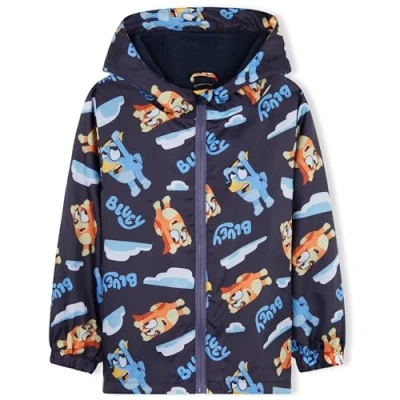 Afbeelding van BlueY regenjas voor meisjes, fleece gevoerde kinderen, regenkleding met capuchon, waterdicht, blauw/marineblauw, 4 5 Jaar