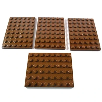 Afbeelding van LEGO Bricks Grillplaat, 4 stuks, 6 x 8 draaipunten, bruin