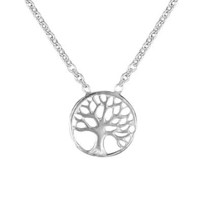 Afbeelding van Ketting dames Zilveren ketting, levensboom hanger