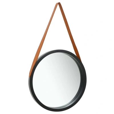 Afbeelding van Wandspiegel met band 50 cm zwart