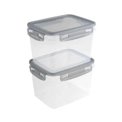 Afbeelding van Sunware Club Cuisine set van 2 Diepvriesbakjes met clips 1,9 liter transparant/grijs