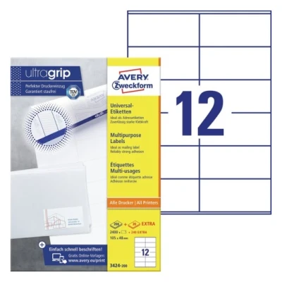 Afbeelding van Etiket Avery Zweckform 3424 200 105x48mm wit 2400stuks