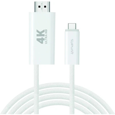 Afbeelding van 4smarts USB C naar HDMI Video Kabel 4K 60Hz (100W) 2 Meter Wit