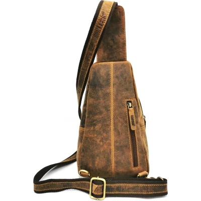 Afbeelding van Hunters leren crossbody tas slingbag bruin
