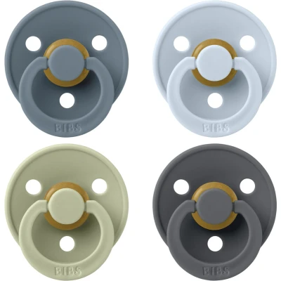 Afbeelding van BIBS Colour speen verpakking 4 stuks, BPA vrije fopspeen, Ronde speen. Natuurlijk rubberlatex, Geproduceerd in Denemarken/EU, Maat 2 (6 18 maanden), Baby Blue Mix