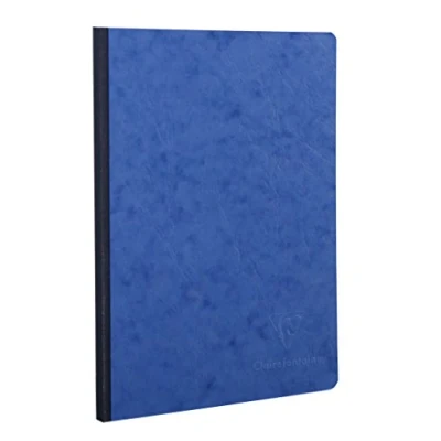 Afbeelding van Clairefontaine 791404C Age Bag Collectie Een Gebonden Notitieboek met Geweven Rug Blauw A4 21x29,7 cm 192 Blanco Pagina&#039;s Wit Papier 90 g Glanzende Kartonnen Kaft Lederen Textuur