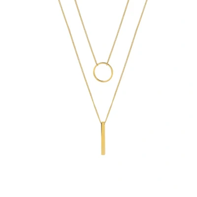 Afbeelding van Goud Plated dubbele ketting met cirkel en staafje