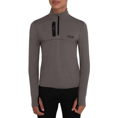 Afbeelding van TCA Boys Fusion Pro Quickdry Long Sleeve Half Zip Running Shirt Athletic Workout Pullover with Pocket &amp; Thumb Holes Castlerock Grey Marl/Castlerock Marl, 6 8 Years