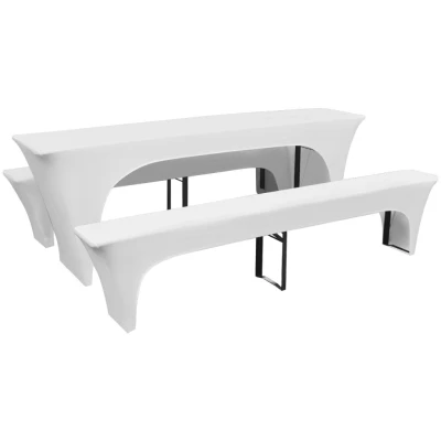 Afbeelding van Hoezen voor biertafel en banken stretch wit 3 stuks 220 x 70 80 cm