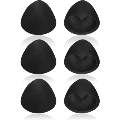 Afbeelding van 3 paar afneembare push up BH pads inzetstukken cups vervangingen zwart