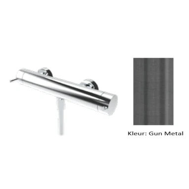 Afbeelding van Waterevolution Flow douchethermostaat met douchegarnituur rond PVD gun Metal T140TNRGME