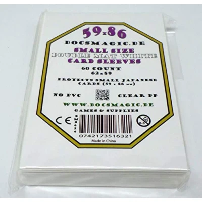 Afbeelding van Docsmagic.de 60 Double Mat White Card Sleeves Small Size 62 x 89 Mini YGO
