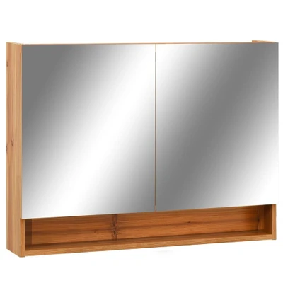 Afbeelding van vidaXL Badkamerspiegelkast LED 80x15x60 cm MDF eikenkleurig