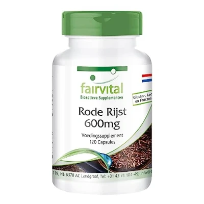 Afbeelding van Fairvital Rode Rijstextract 600 mg 120 veganistische capsules gefermenteerd 2,95 Monacoline K op kwaliteit getest en hoog gedoseerd Made in Germany