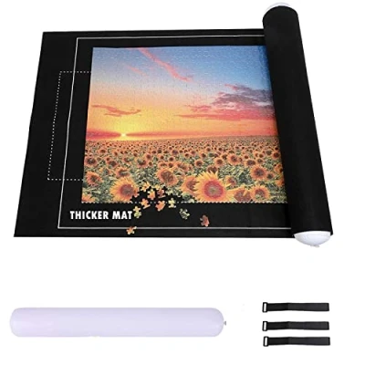 Afbeelding van Celawork Puzzelmat voor tot 1500, 2000, 3000 puzzelstukjes, puzzelonderlegger, rolmat, rol puzzelmatten puzzels op 100 x 140 cm (zwart, 3000)