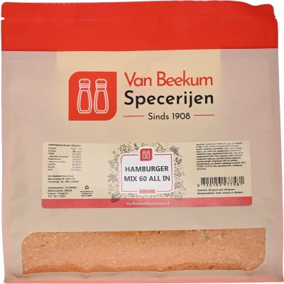 Afbeelding van Van Beekum Specerijen Hamburger Mix 60 All In 1 kilo (hersluitbare stazak)