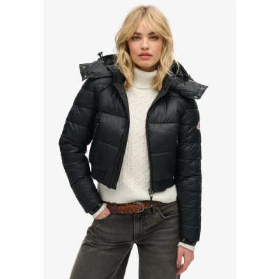 Afbeelding van Superdry CROP Hooded FUJI Winterjas, Dames, Maat: 42, Black
