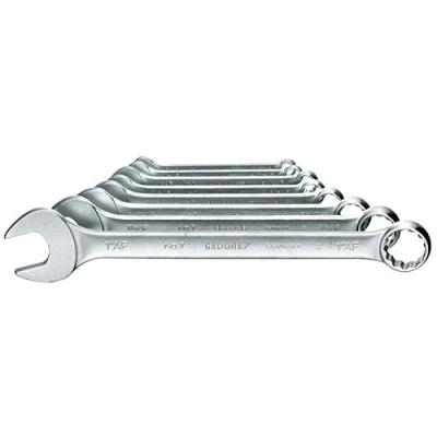 Afbeelding van GEDORE Ringsteeksleutelset, 8 delig, SW 3/8&quot; 1&quot;, 15 gebogen, 12 kant, UD profiel, moersleutelset, 7 08A