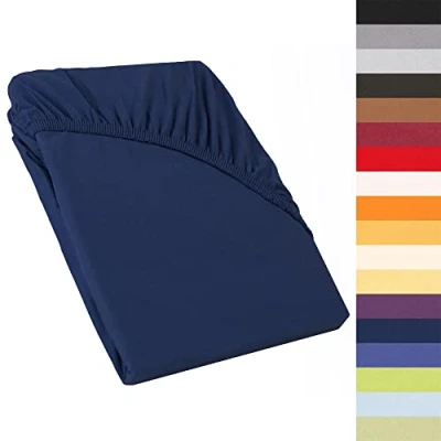 Afbeelding van CelinaTex Perla boxspringbed waterbed topper hoeslaken 120x200 130x200 cm donkerblauw katoen bedlaken 0004231