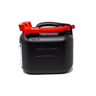 Afbeelding van hünersdorff Brandstofjerrycan 5 l, zwart, Made in Germany, TÜV getest, geschikt voor benzine en diesel, E10, met veiligheidssluiting, incl. schenktuit