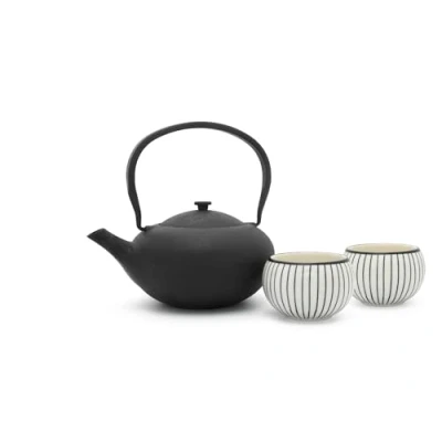 Afbeelding van Theepot Set Bredemeijer Shanxi Zwart 1 L (3 delig)