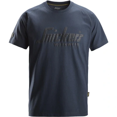 Afbeelding van Snickers 2590 Logo T shirt Donker Blauw Melange/ M