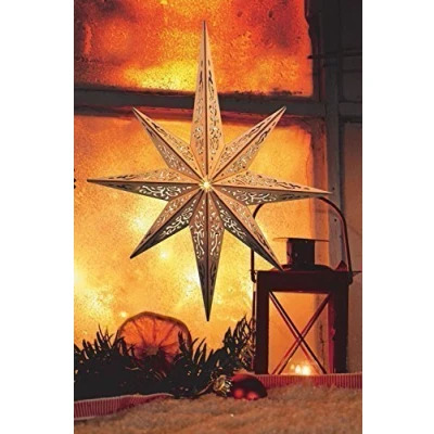 Afbeelding van Led ster van hout, met 10 leds verlicht, draadloos, incl. afstandsbediening, 40 cm of 52 cm, verschillende dessins, vensterster, houten ster, kerstdecoratie, adventsster (52 ornamenteel patroon)