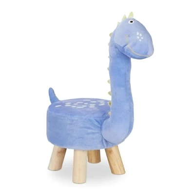 Afbeelding van Relaxdays kinderkrukje krukje kind dier met bekleding poef op poten hocker dino