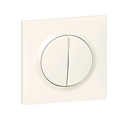 Afbeelding van Legrand Dooxie 10A 230 V dubbele schakelaar of 2 wegschakelaar geleverd met witte vierkante plaat