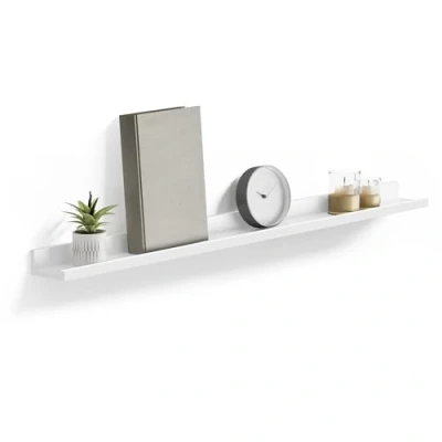 Afbeelding van SONGMICS wandplank zwevende planken voor fotolijsten en boeken, 110 x 10 cm, moderne plank wit LWS46WT