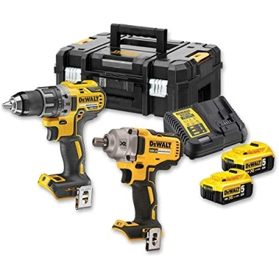Afbeelding van DeWalt DCK2077P2T Comboset 18V 5,0AH Li ion DCD791 schroefboormachine + DCF894 slagmoersleutel Set QW