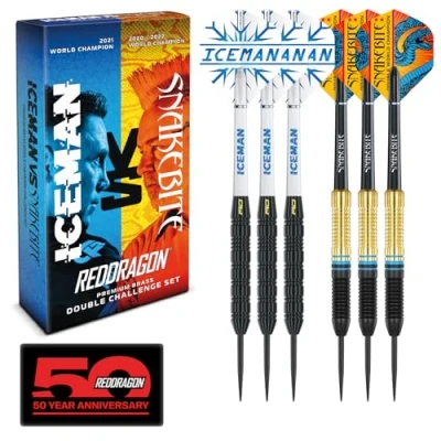 Afbeelding van RED DRAGON Peter Wright Snakebite V Gerwyn Price Iceman DWC: Brass Dartpijlen Professioneel 22 gram