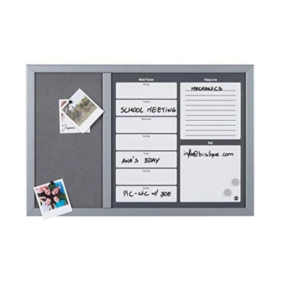 Afbeelding van Bi Office MX03400529 combiplanner, MDF frame gelakt staalvilt, 60 x 40 cm groot, grijs/wit