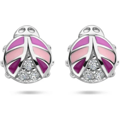 Afbeelding van zilver gerhodineerd oorknoppen lieveheersbeestje zirkonia 1336976 horloge Zilverkleur