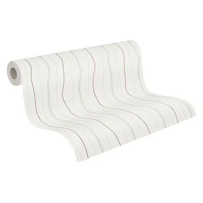 Afbeelding van STREPEN BEHANG Modern creme rood A.S. Création Simply Stripes