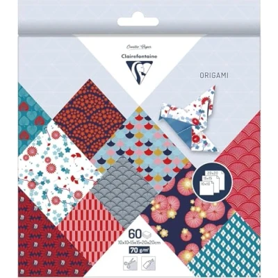Afbeelding van Clairefontaine 95347C Origami Papier, 70 g/m², 3 maten Hanayo, 60 Vellen