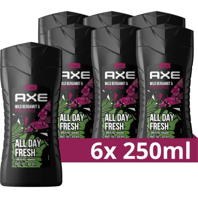Afbeelding van Axe Wild Fresh Bergamot &amp; Pink Pepper douchegel 6 x 250 ml voordeelverpakking