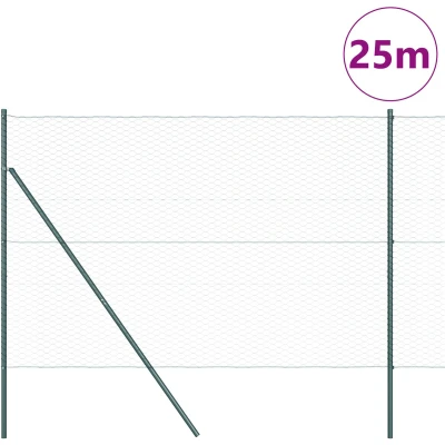 Afbeelding van vidaXL Omheiningset Set van 2 Groen Metaal 25m x 1.5m Duurzaam