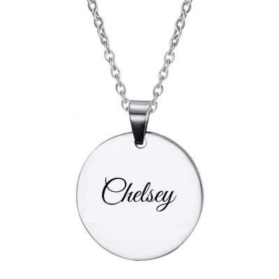 Afbeelding van Ketting RVS Met Naam Gravering Chelsey Zilver Rond