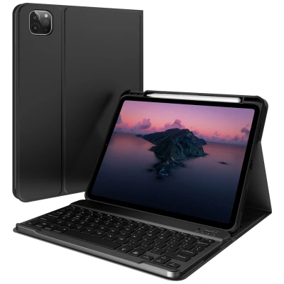 Afbeelding van Tablethoes met toetsenbord QWERTY Bluetooth Keyboard Bookcase van Accezz Zwart Kunstleder