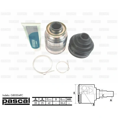 Afbeelding van Homokineet reparatie set, aandrijfas PASCAL G80304PC