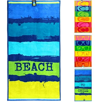 Afbeelding van jilda tex strandlaken 90x180 cm badhanddoek handdoek 100% katoen velours badstof onderhoudsvriendelijk (painted beach)