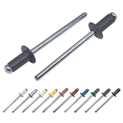 Afbeelding van (verpakking van 100 stuks) geschilderde blinde klinknagels 3,2 x 8 mm, koepelkop, DIN 7337, aluminium klinknagel en stalen doorn, popklinknagels (100, antracietgrijs RAL 7016)