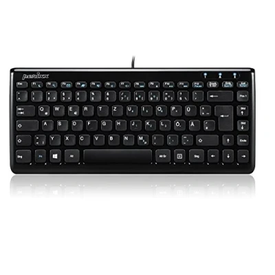 Afbeelding van Perixx PERIBOARD 407B DE, Mini Toetsenbord USB 320x140x14mm Afmetingen Pianolak Zwart QWERTZ DE Layout