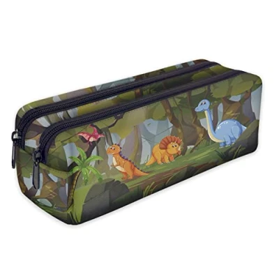 Afbeelding van Ferocity Pennenetui met 2 compartimenten toilettasje Vanity Case Make up portemonnee telefoon handtas Potlood Bag Houder Leuke Dino&#039;s [107]