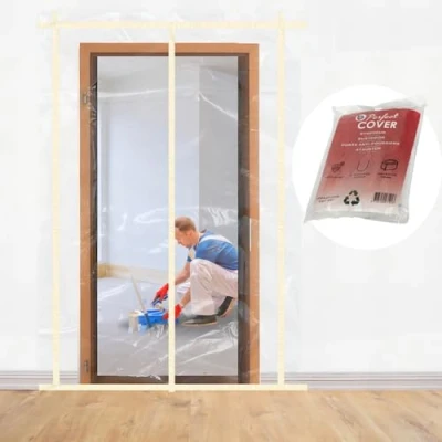 Afbeelding van Perfect Cover® Stofdeur U 2,4m x 1,2m Met Rits Deurhoes Ruimtebescherming Verbouwingen