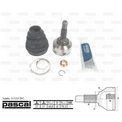 Afbeelding van Homokineet reparatie set, aandrijfas PASCAL G1C015PC