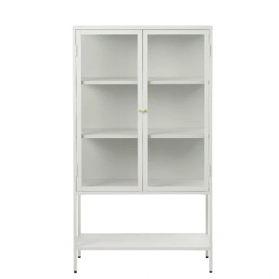 Afbeelding van Nordic Home Ragnar hoog staande vitrinekast 160 cm wit Metaal