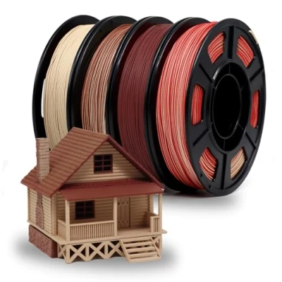 Afbeelding van YOUSU Dual Color Wood PLA Filament 1,75 mm bundel, veelkleurige 3D printer filament, 3 dubbele houtkleuren en 1 licht houtkleur printfilament, past voor de meeste FDM printers, 250 g x 4 stuks
