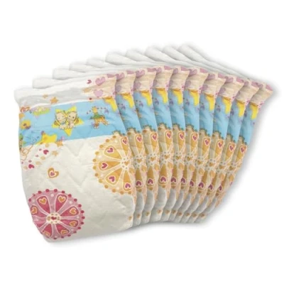 Afbeelding van Heless 1034 poppenluiers, 10 stuks, op de tailleband bedrukt met kleurrijke speelgoedmotieven, herbruikbare klittenbandsluiting, maat 35 50 cm
